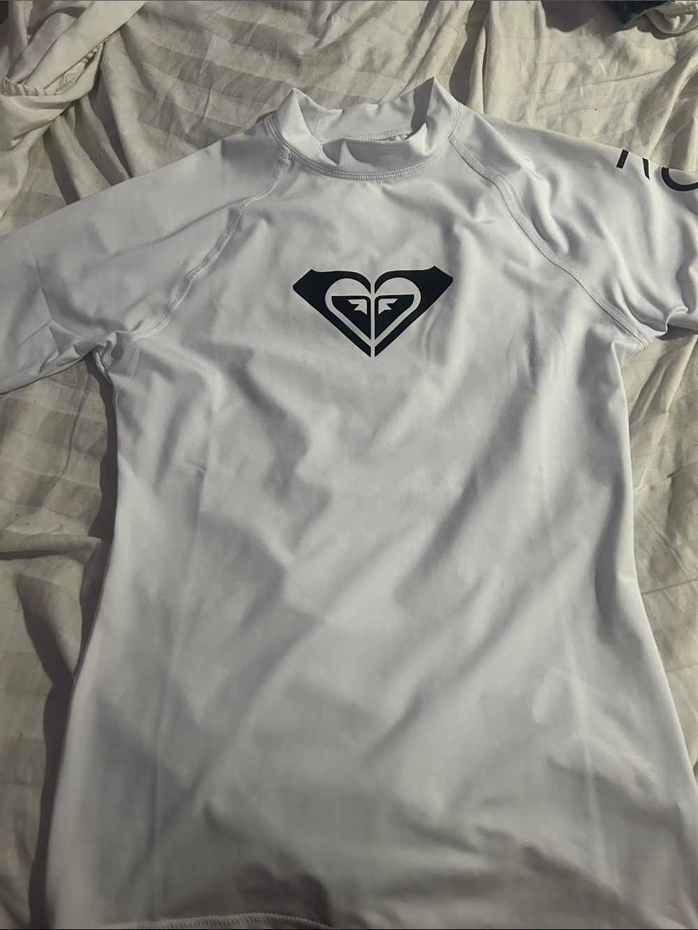 Roxy women’s  White Rash Guard with Black Logo